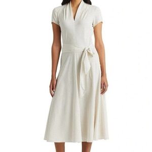 Ralph Lauren Crepe Polkadot Midi Dress